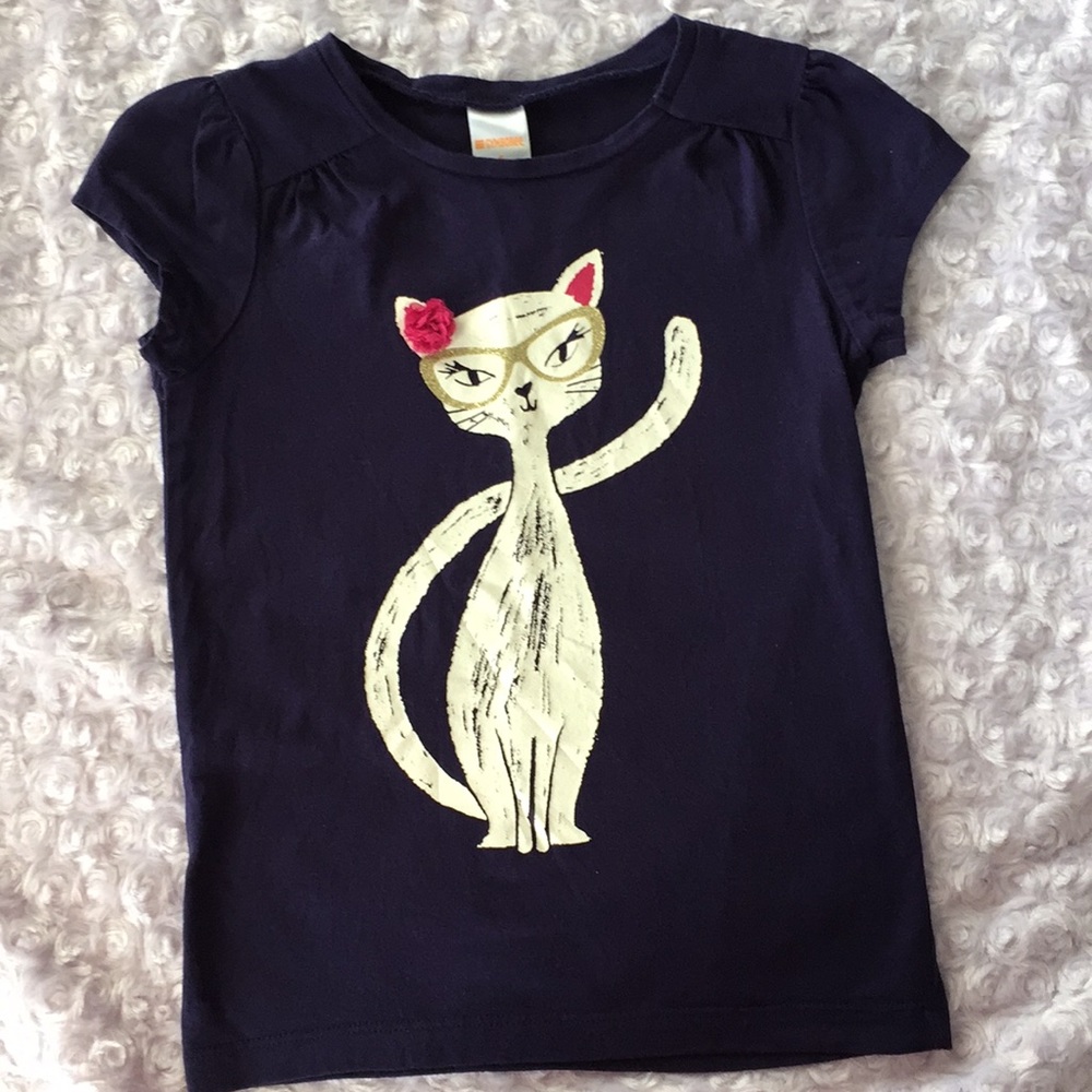 Gymboree short sleeve cat shirt. Size 6.